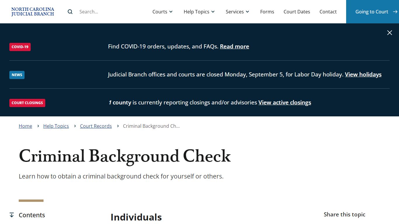 Criminal Background Check | North Carolina Judicial Branch - NCcourts